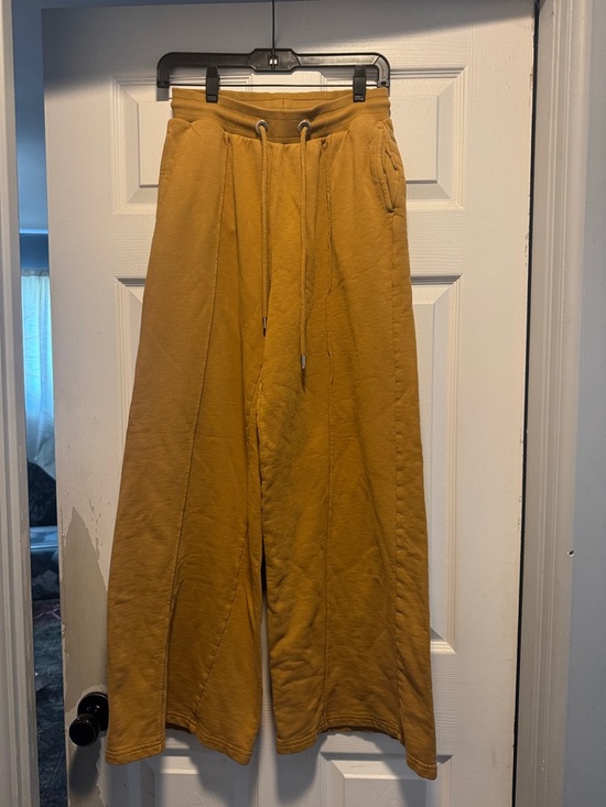 FP Movement by Free People Pants - FP Movement by Free People Mustard Wide Leg Drawstring Pants- Flawed